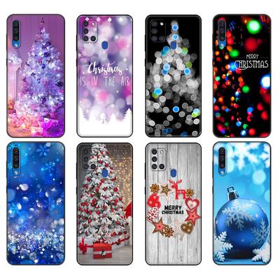 Černé TPU pouzdro pro Samsung Galaxy A50 50S A30S A10 A01 A11 A21S A31 A41 A51 A71 M21 M30S S10 LITE Kryt Vánoce a Nový rok