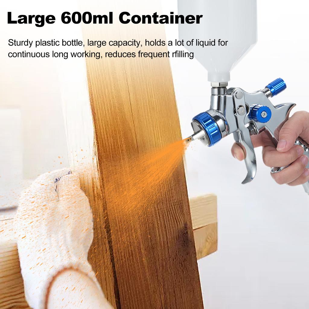 Low Volume Low Pressure Spray Gravity Feed Sprayer with 1.3mm Nozzle 600 Cup for Car Furniture Fence Painting
