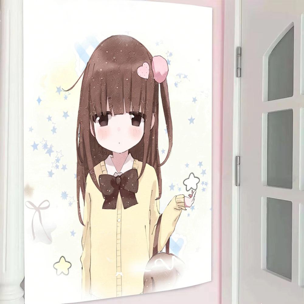 

Original Comic Style Girl Tapestry Korean JK Ins Style Wall Hanging Kawaii Room Aesthetic Background Cloth 74x94cm(29x37in)