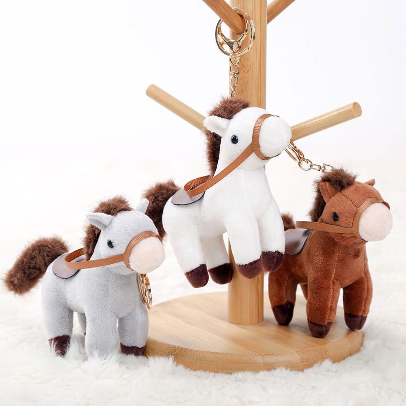 Niedliches Reins Pferd Mini Anhänger Schlüsselanhänger Plüschtier Kawaii Lebensechtes Tier Simulation Stoffpuppe Taschenanhänger Freund Kind Geschenk