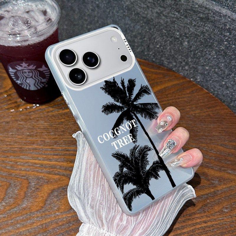 

Simple Coconut Tree Silver Drop-Proof Case for iPhone 17/16/15/14/13 Pro 12 mini