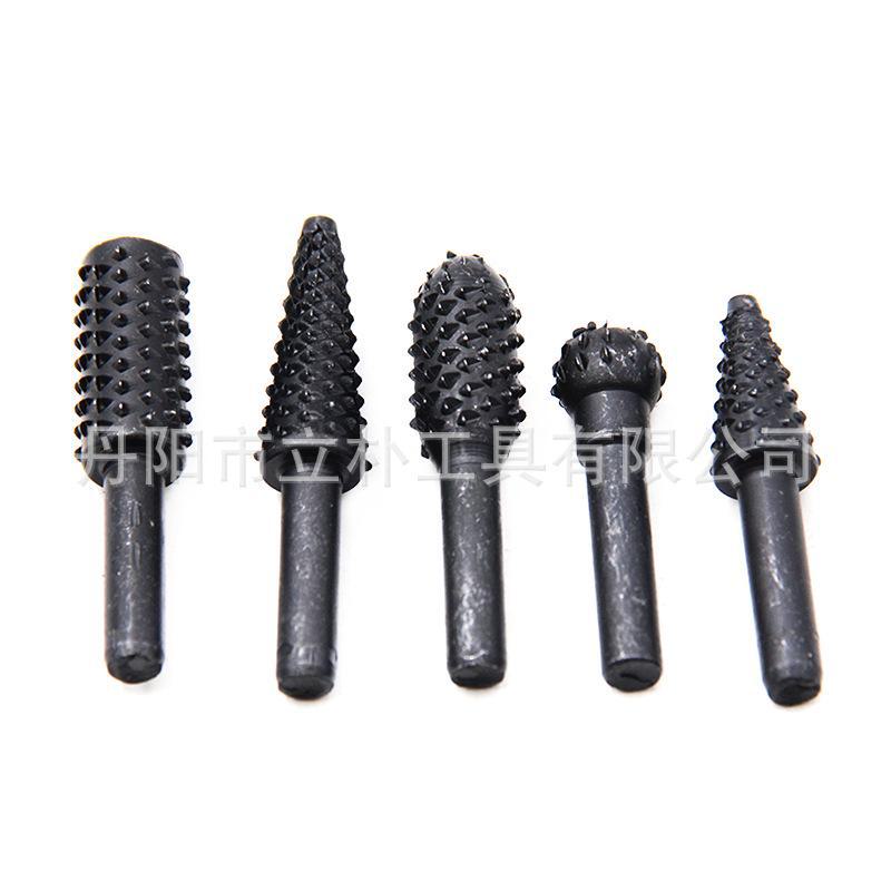5-Piece Black Woodworking Mace Rotary File Electric Grinding Head Tool DIY Accessories Set