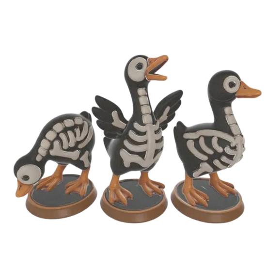 3Pcs Halloween Spooky Miniature Skeleton Statue Skeleton Skeleton Goose Figurine Goose Resin Animal