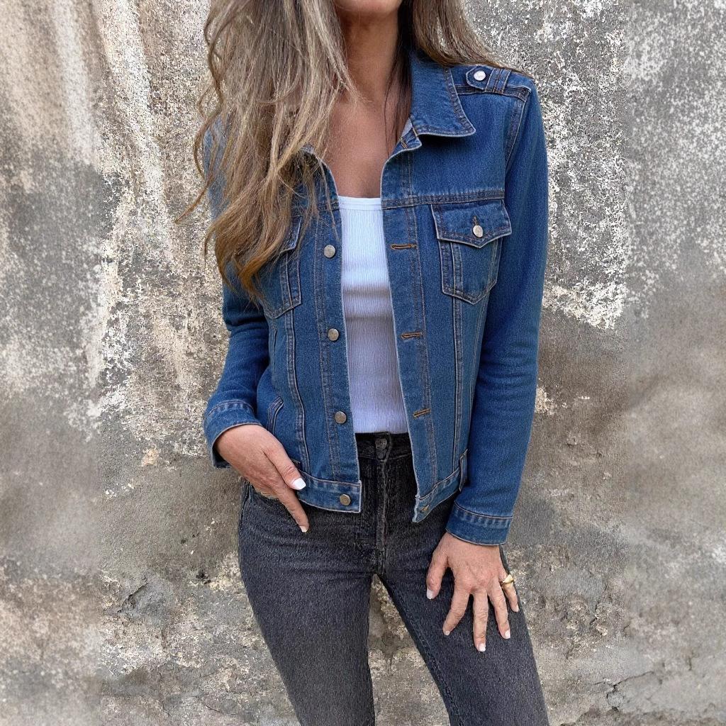 

2025 Новая модная повседневная ковбойская куртка и женский топ 3XL синий