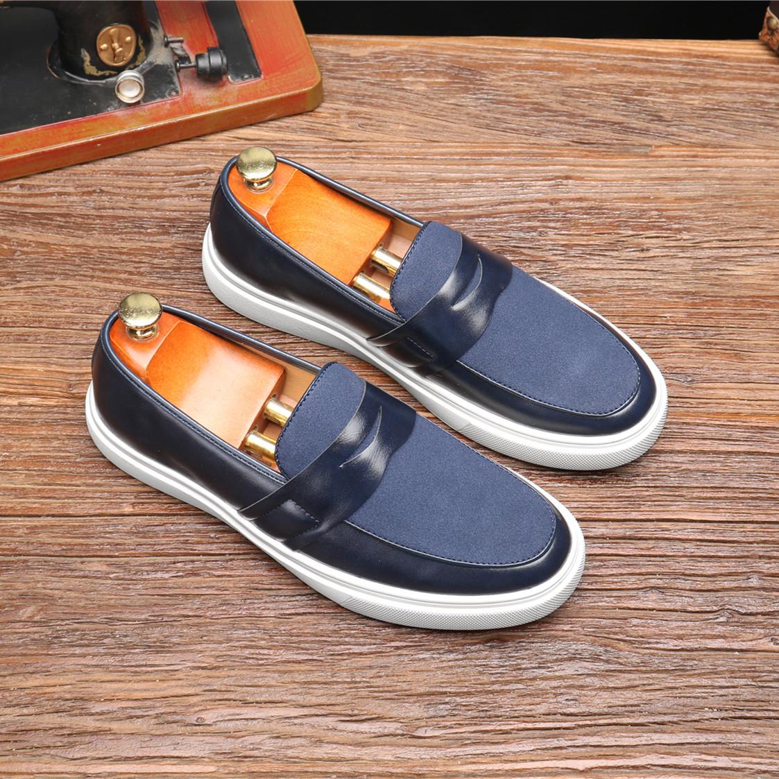 

Модный Роскошный Бренд Мужские Повседневные Туфли Ручной Работы Кожаные Мужские Лоферы Мужские Слипоны Горячая Распродажа Балетки Мужские Дышащие Туфли для Вождения 46 синий