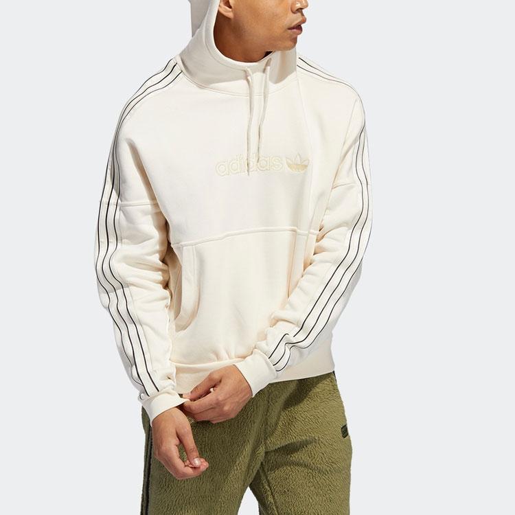 Adidas Originals Trefoil Stripe Solid Hoodie, Men Daily Casual Off-White Hoodie H31285