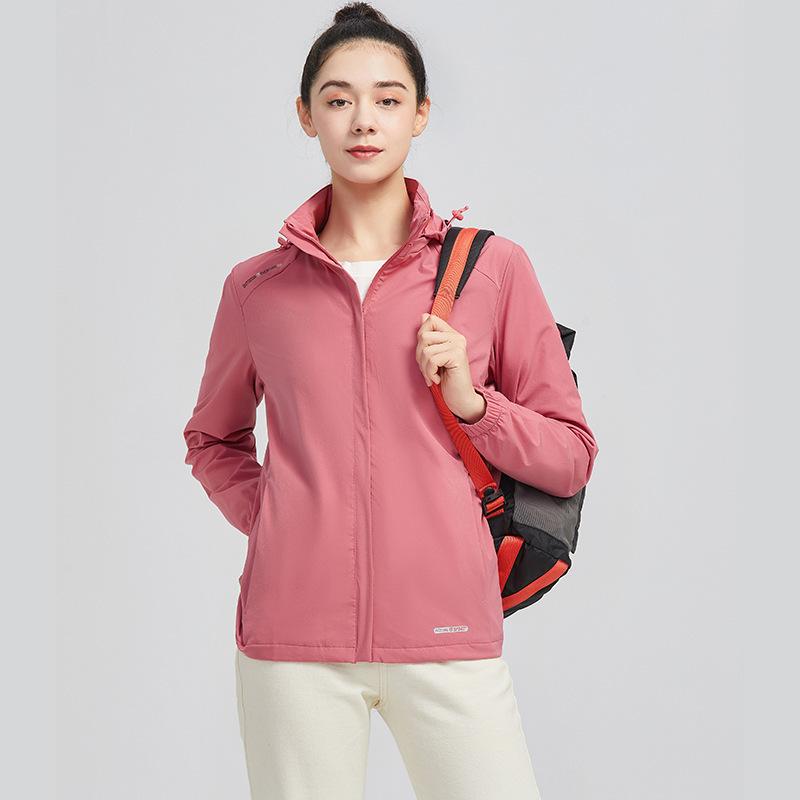 Single Layer Hooded Jacket Women's Large Size Hiking and Hiking Clothing Outdoor Casual Sports Windbreaker Jacket