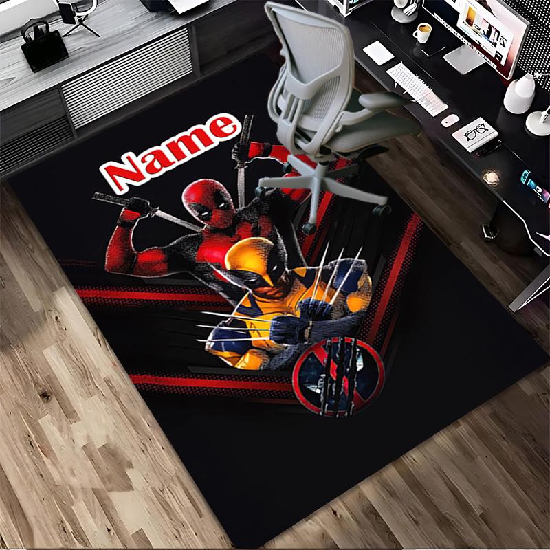 Personalized Name Deadpool Armor Living Room Non-Slip Area Rug Soft Carpet for Bedroom Kids Playroom Sofa Office Home Decor Doormat