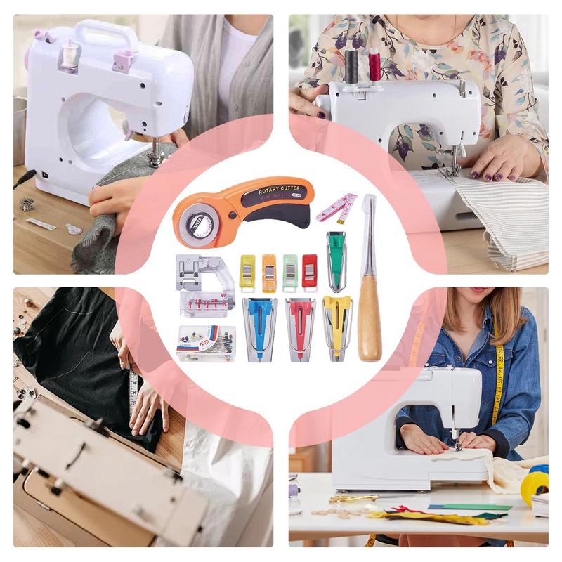 Binding Foot For Sewing Machine Bias Tape Maker Kit Adjustable Bias Tape Sewing Hem Foot With Clear Storage Box Grandma Crafting