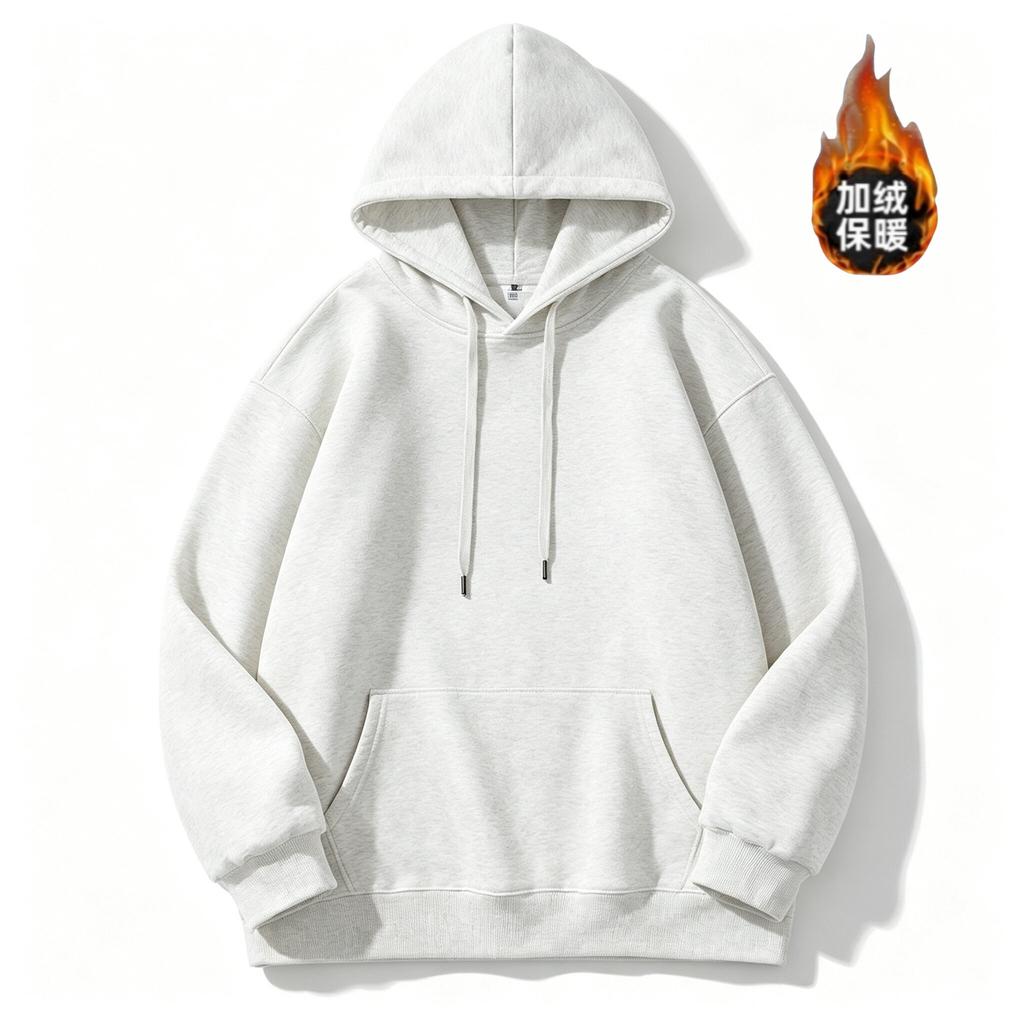 Fleece high quality 420g small shoulder thickened hooded sweater silver fox fleece light board sweater whiteboard hooded sweater