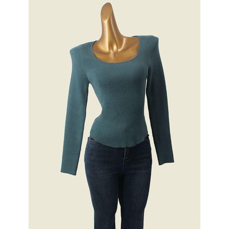 Los Angeles Brand Square Collar Sexy Base Shirt Foreign Trade Original Order Thread Autumn Long Sleeves Slim Fit Inner Wear Knitwear