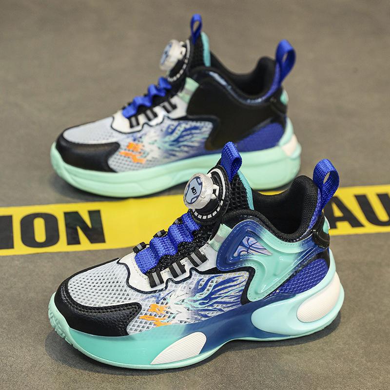 Boys' sports shoes summer single net hollow 2025 new children's shoes basketball shoes medium and older children's non-slip running shoes
