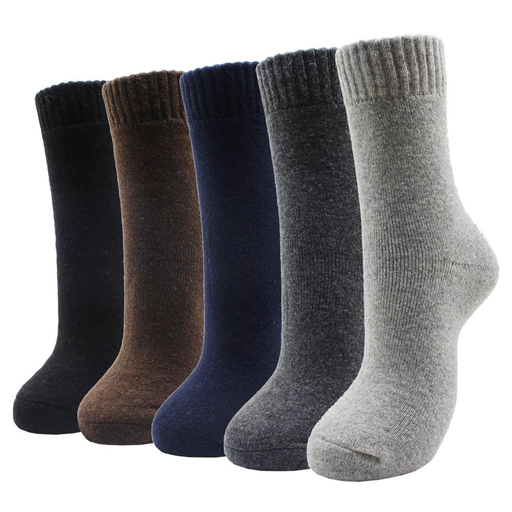 5 Pairs New Autumn and Winter Thicken Warm Men Wool Socks Pure Color Ethnic Imitation Mink Cashmere Casual Men Socks