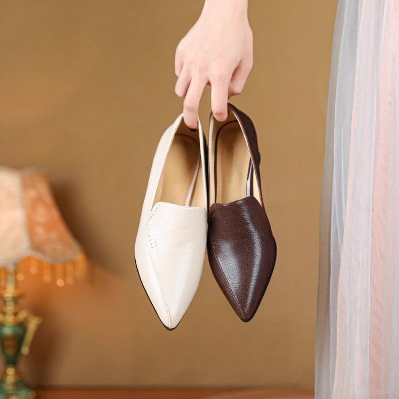 New Medium Heel Single Shoes Women's Autumn New Elegant Temperament Pointed Thick Heel Not Tired Feet Comfortable Women's Shoes