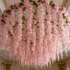 Cherry Flower Artificial Wisteria Flower Vine Multicolor Faux Flower Vine  Party Ornaments