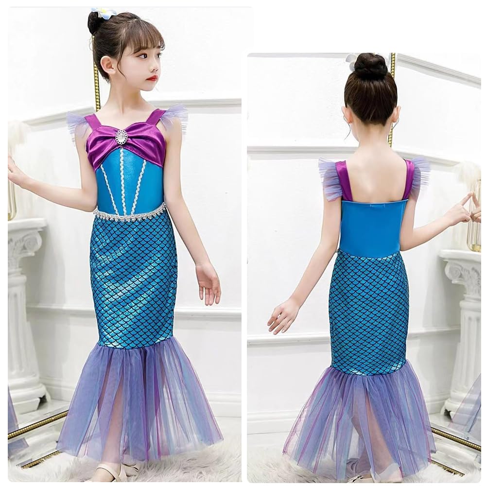 KOCEKID Luxury Mermaid Dress Disney Princess Halloween Kids Stage Christmas Gift Ariel-style Dress, Kids' Set, Ariel-style Cosplay, Kids' Dress,