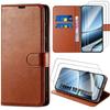 Protective Case - E.F.Connection - for Google Pixel 10 Pro XL - Brown Leather Effect - 2 Tempered Glasses