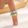 2-piece Two-Tone Cat Beaded Ring Set, Niche Sweet & Cool Style Stretch Rings, Adjustable Couple Rings for Best Friends