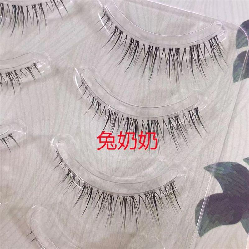 Mogugu - Set mit 5 Paar: Natürliche, zarte Falsche Wimpern mit transparentem Band
