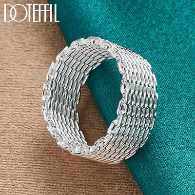 Anello intrecciato con ciondolo nuziale in argento sterling 925, gioielli di moda