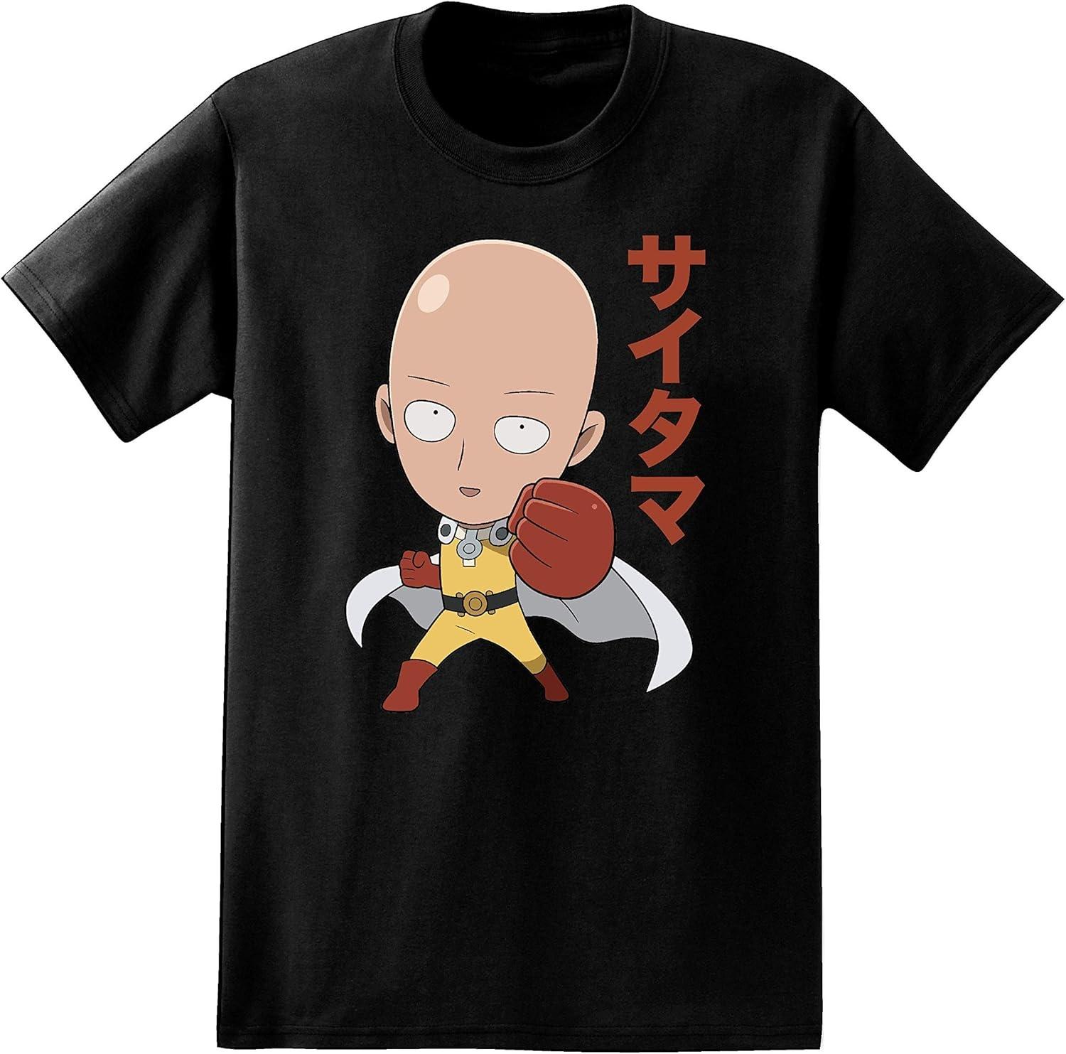 Мужская футболка One-Punch Man Мужская футболка с аниме - Футболка с Сайтамой S чёрный