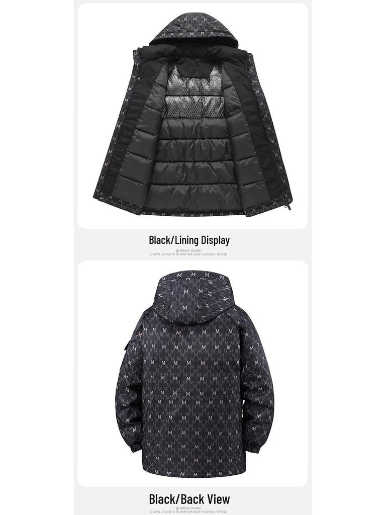 2025 Winter Herren Trendige Kapuzen-Baumwolljacke mit Buchstabenaufdruck - Dick und Warm 2566