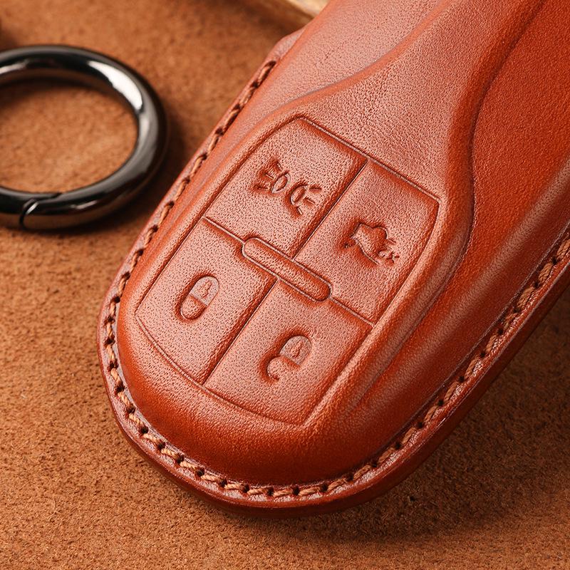 Genuine Leather Key Case for Maserati Levante, Ghibli, and Quattroporte