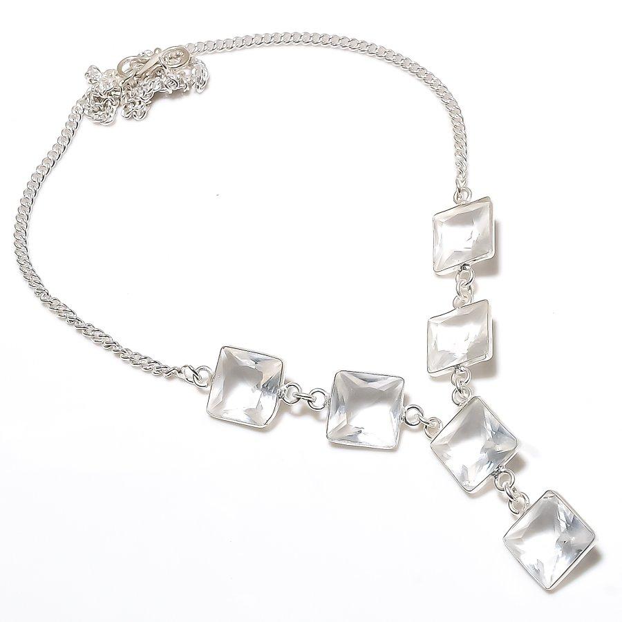 

White Topaz Handmade 925 Sterling Silver Jewelry Necklace 18 Q9w39