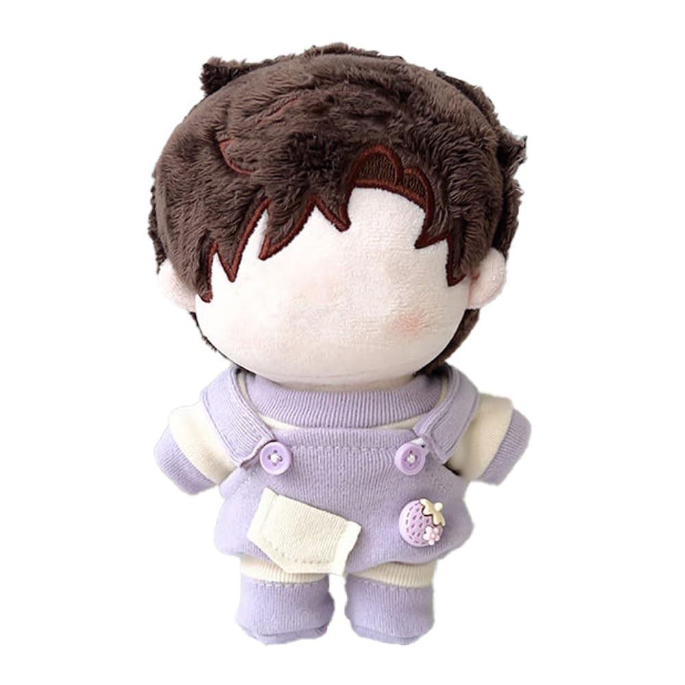 and shoes set for 15cm plush otaku kpopdoll costume T-shirt, overalls, doll, lavender, toy, kigurumi, accessories, activities, doll, mascot, [Used]