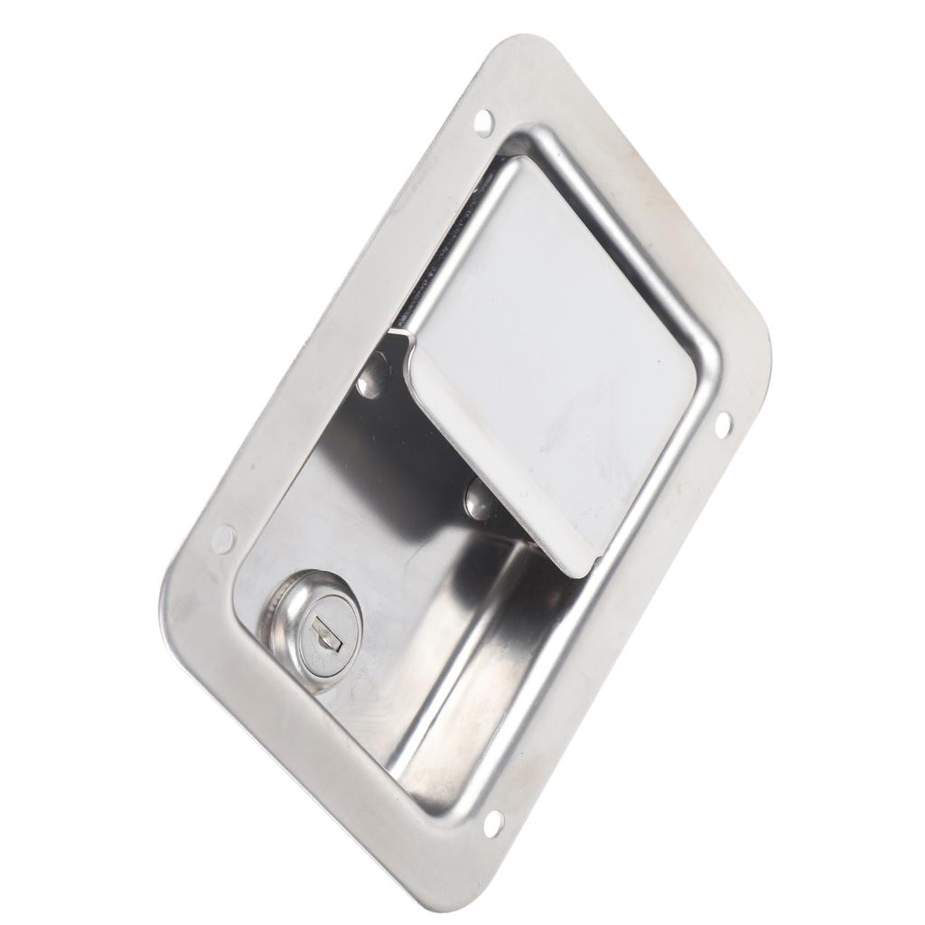 Flush Mount Paddle Door Latch Weatherproof 304 Stainless Steel Toolbox Lock with 2 Keys for RVs Trailers