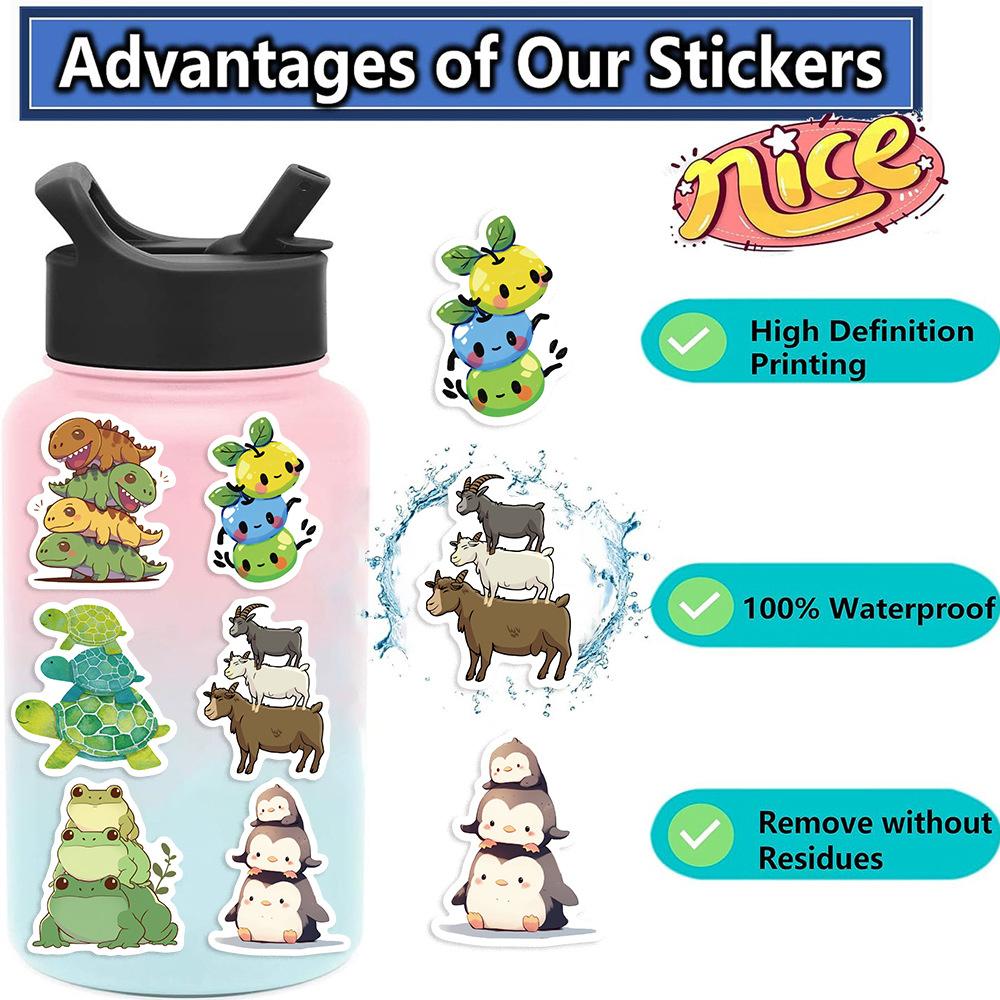 60 Animal Stacked Graffiti Stickers Guitar Notebook Suitcase DIY Waterproof Stickers