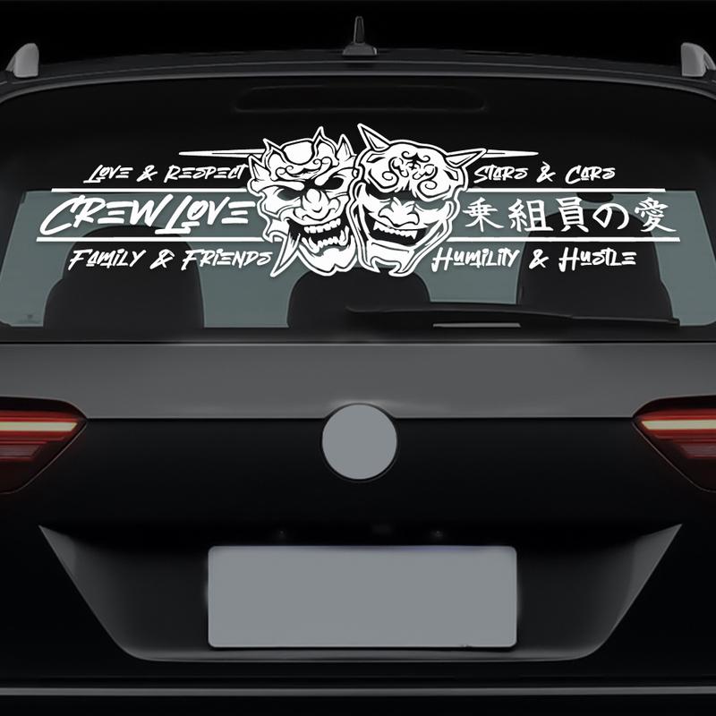 JDM Car Sticker Love Skull for Windshield Banner Decoration External Accessories Creative Sports Style Waterproof Vinyl Decals