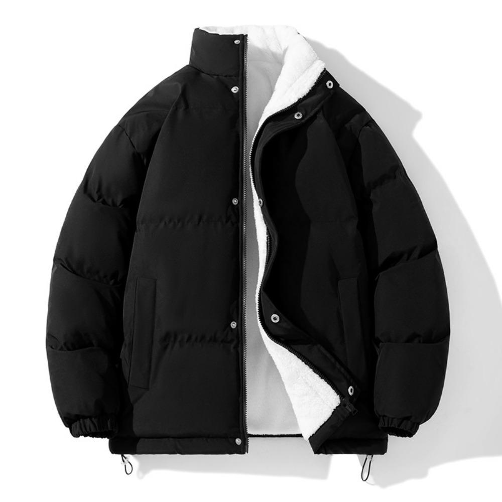 cotton-padded coat men's thickened winter coat stand-up collar trendy brand splicing versatile leather cotton-padded jacket handsome student