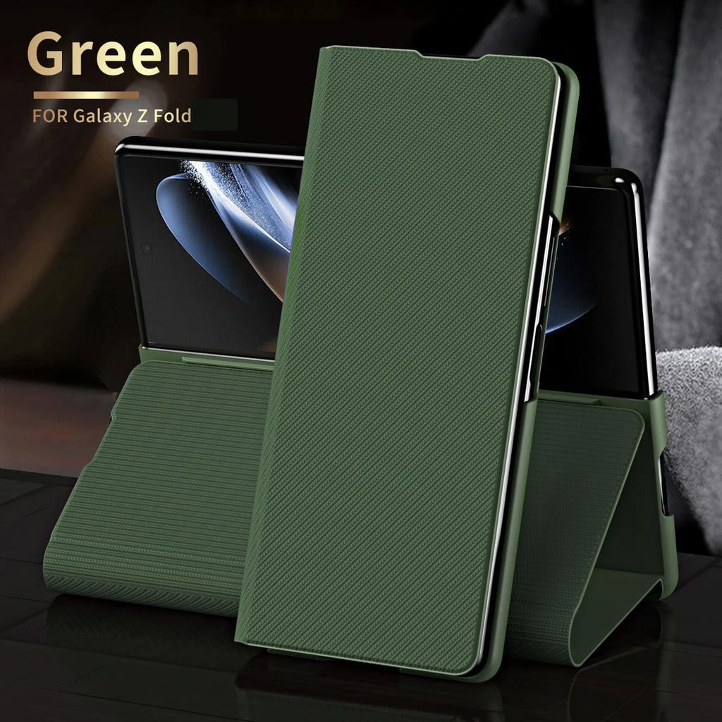 Full Body Leather Case for Samsung Galaxy Z Fold 7 6 5 4 3 2 fold7 fold6 Fold4 Fold3 5G Fold5 Fold2 Kickstand Wallet Kevlar pattern Cases