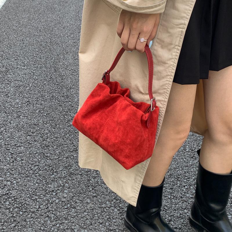 Borsa a Mano da Donna in Pelle Scamosciata Retrò Borsa Tote Piccola Pigra Elegante Pieghettata Borsa a Nuvola da Donna Borsa a Tracolla