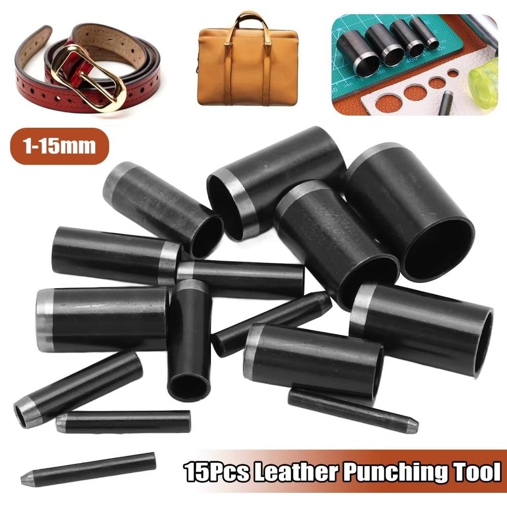 15 Sizes Round Hole Punch 1-15mm Leather Punching Tool Belt Hole Puncher  For DIY Leather Craft