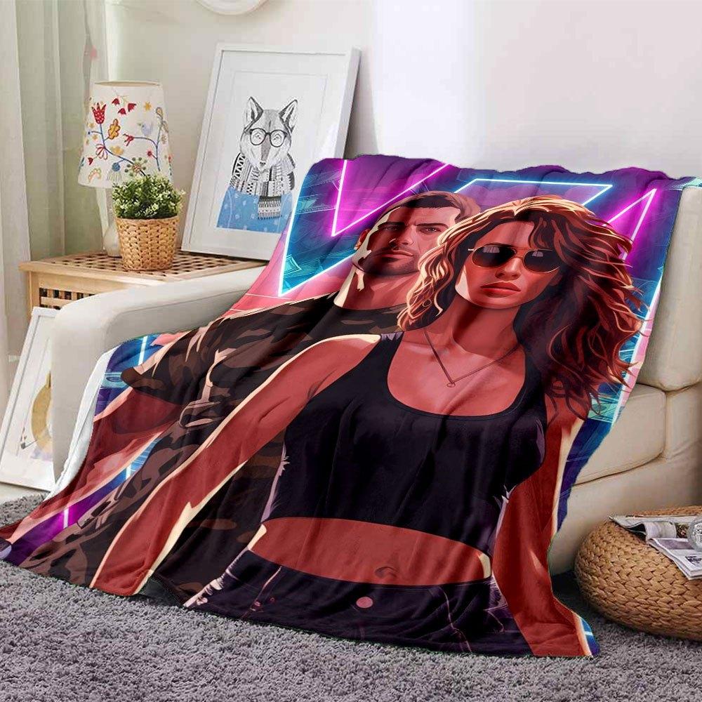 1pc Grand Theft Auto Soft Flannel Blanket with Designer Print A cozy blanket for all seasons, perfect for the couch, bed, office