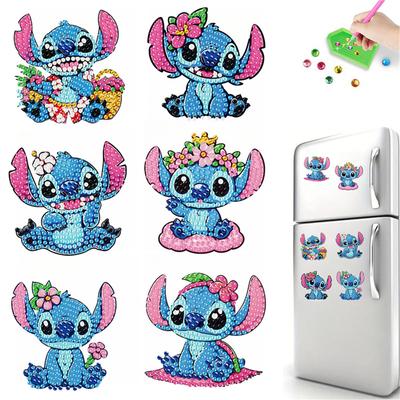 6 Stück/Set Blumen und Stich Diamantmalerei Magnete für Kühlschrank Diamant Kunst Kühlschrankmagnete für Erwachsene Diamant Kunst Kühlschrankmagnete Sets