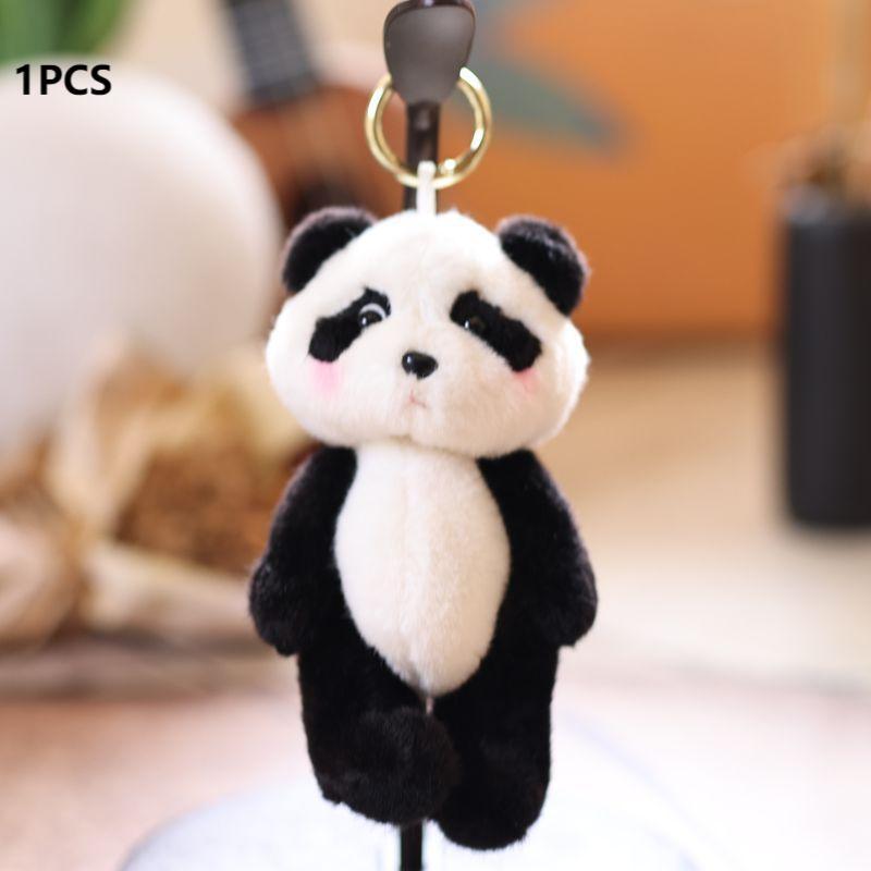 Cute Little Panda Plush Keychain Cartoon Stuffed Animal Doll Plush Toys Keyring Backpack Pendant Hanging Decoration Gifts