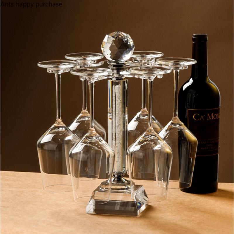 Tall Glass Red Wine Glass Rotatable Acrylic Crystal Cup Holder Wine Glass Transparent Crystal Glass Cup Storage Rack Gifts