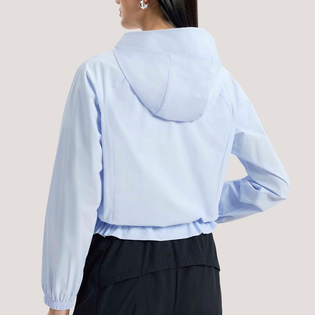 Adidas Soft Lux Lightweight Cool Feel UPF50+ Woven Loose Short Hooded Zip Long Sleeve Jacket Women jackets KH2711