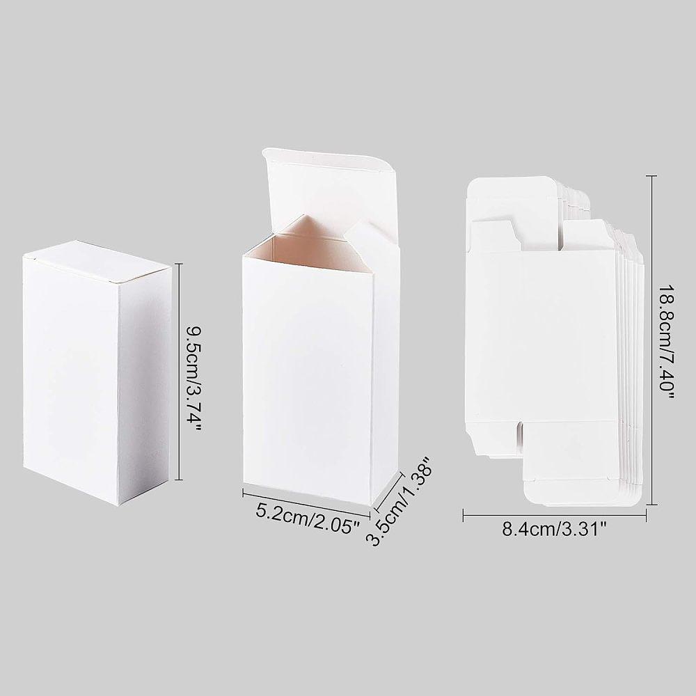 50pcs Fold Box Cardboard Gift Boxes for Bridal Birthday Party Christmas Rectangle White Box Size: 3x5x9.3cm