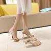 Transparent Cool Slippers Women's 2025 Summer New Sexy One-word Strap High Heels Stiletto Temperament Niche High Heels Slippers