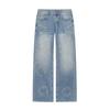 Womens 2026 Retro Low-Rise Sequin Denim Jeans Straight Wide-Leg Casual Pants Light Blue