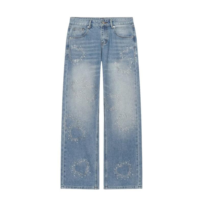 Womens High-Waist Wide-Leg Straight Jeans With