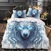 3D Printed Wolf Element Fashionable Down Duvet Cover, Ultra-fine Fiber Bedding Set, Children's and Adult Zipper Down Duvet Cover