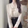 New Fashion Long Sleeve V-Neck Blouse Women Blusas Mujer De Moda Chinese Style White Women Blouse Shirt Women Tops Popular