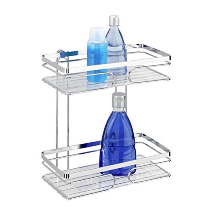 Etagère murale - WENKO - Premium - Acier inox brillant - 2 paniers - Fixation sans perçage