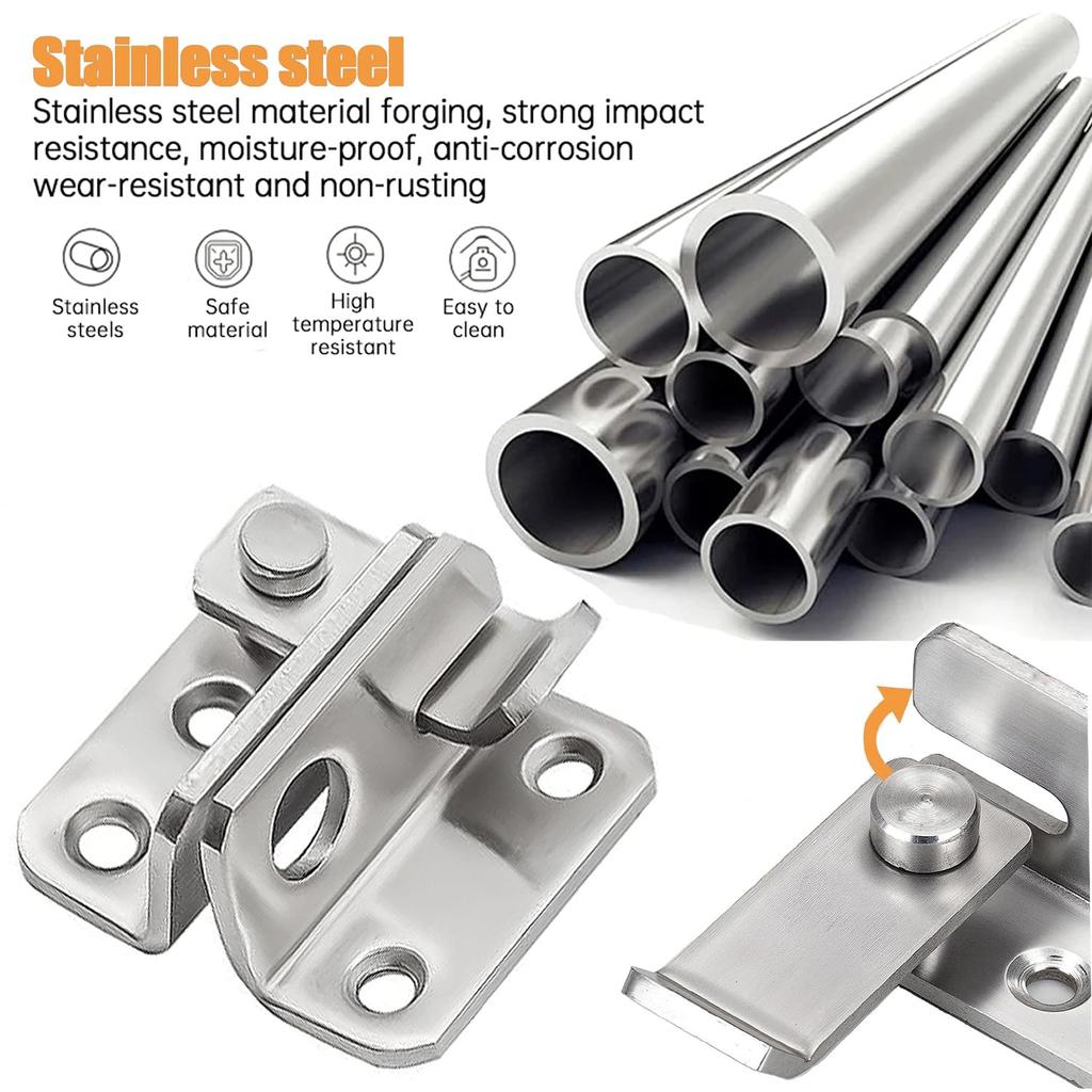 Stainless steel cabinet door lock buckle sliding door buckle anti opening drawer padlock door bolt door buckle 40 x 45 mm left opening small  silver