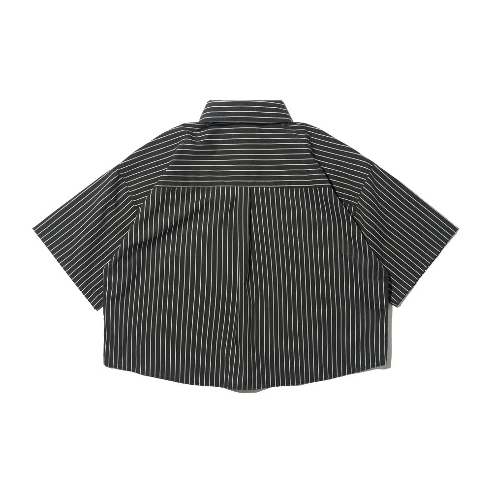 OTHERFITS Deep Line Stripe Crop Shirt (Black)